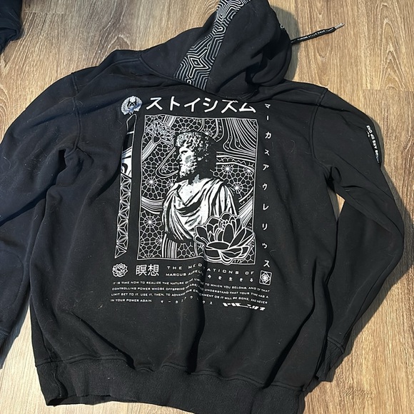Rage Nation Marcus Aurelius PHILOSOPHER STOIC DIGITAL HIDDEN POCKET HOODIE 3XL - Picture 4 of 5